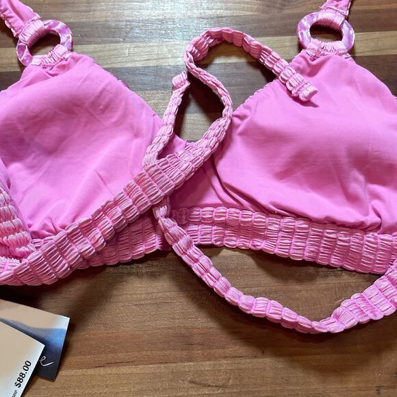 Isabella Rose Maza Textured Bralette Bikini Top D-cup pink - Picture 3 of 9